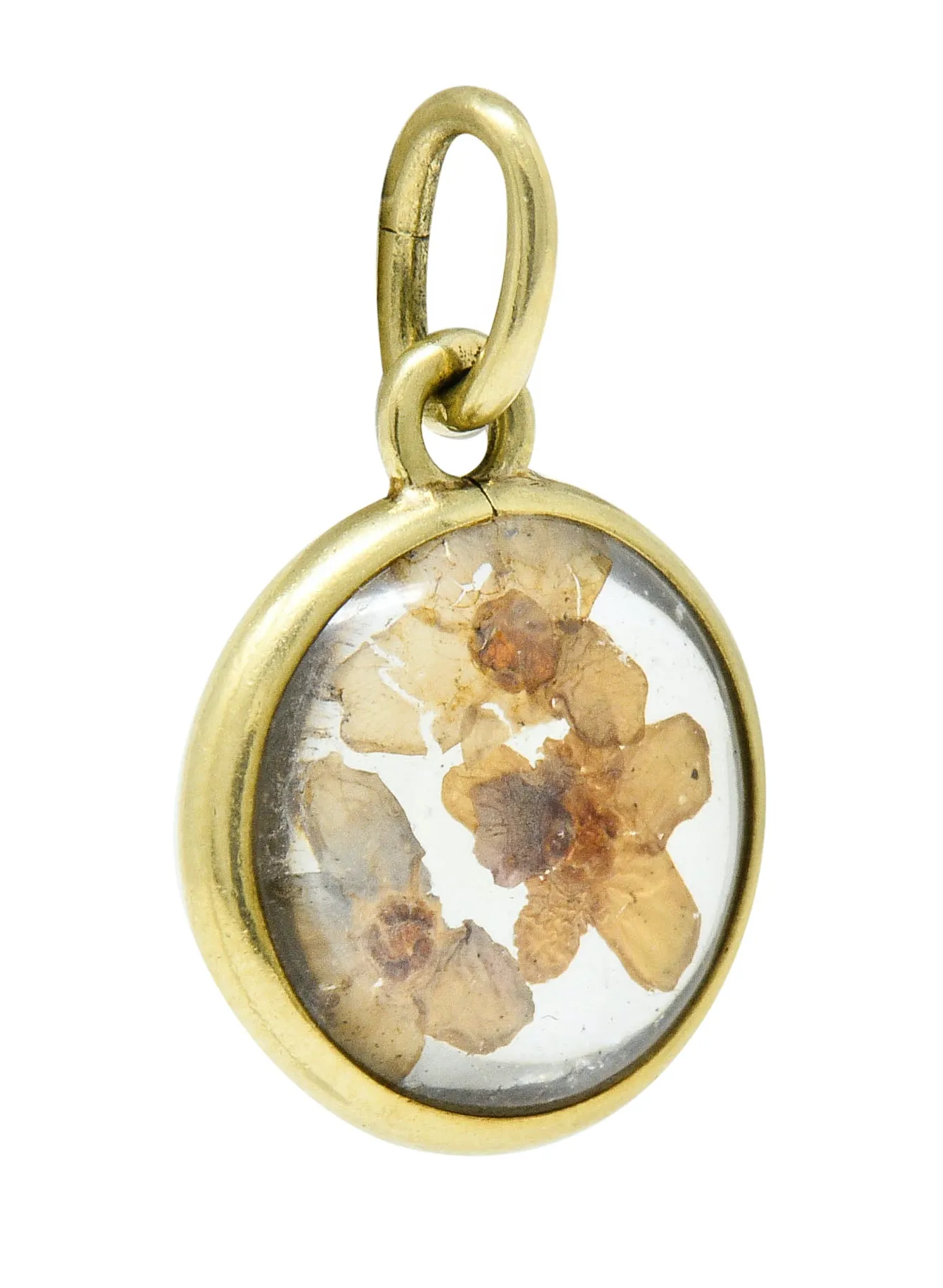 1950's Mid-Century 14 Karat Gold Pressed Flower Charm