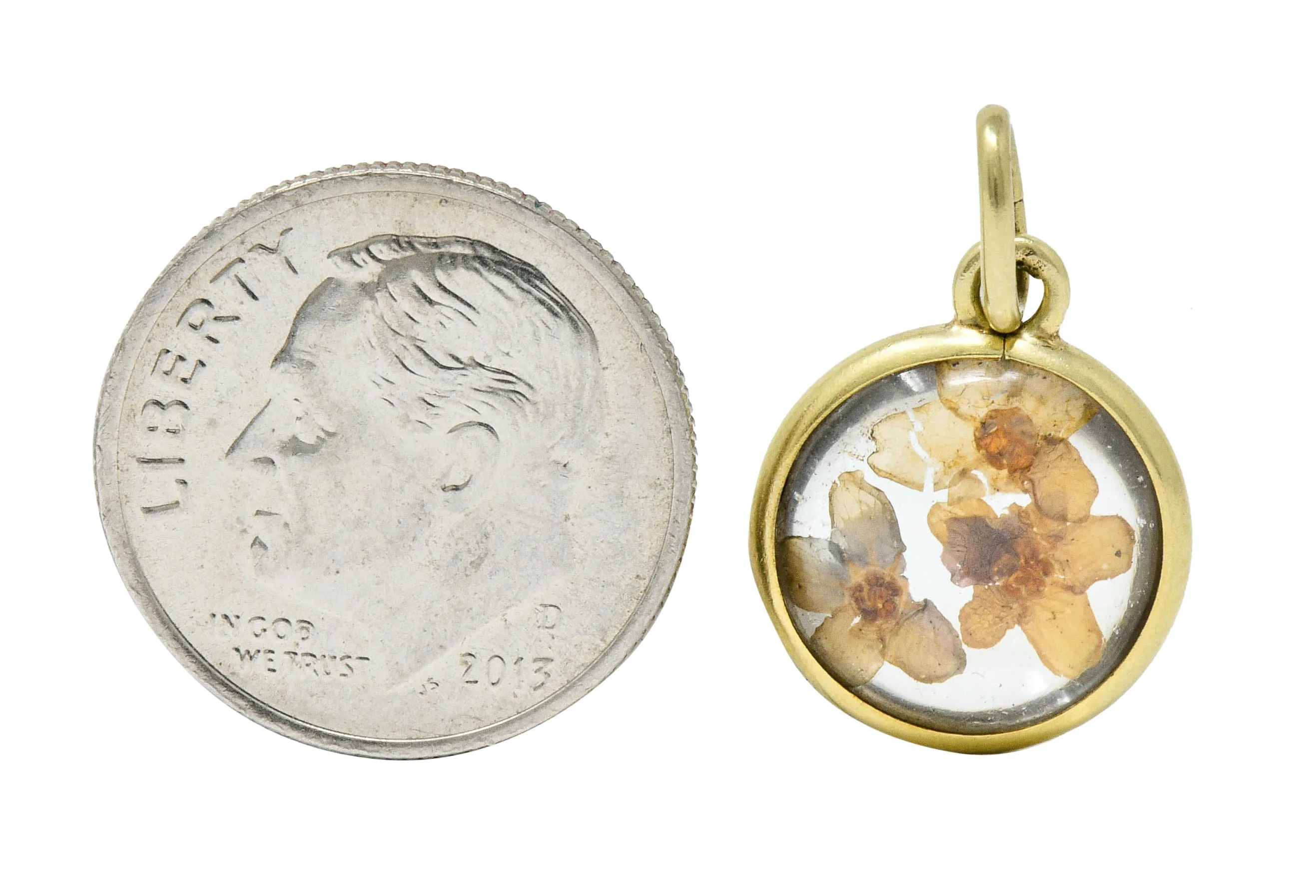 1950's Mid-Century 14 Karat Gold Pressed Flower Charm