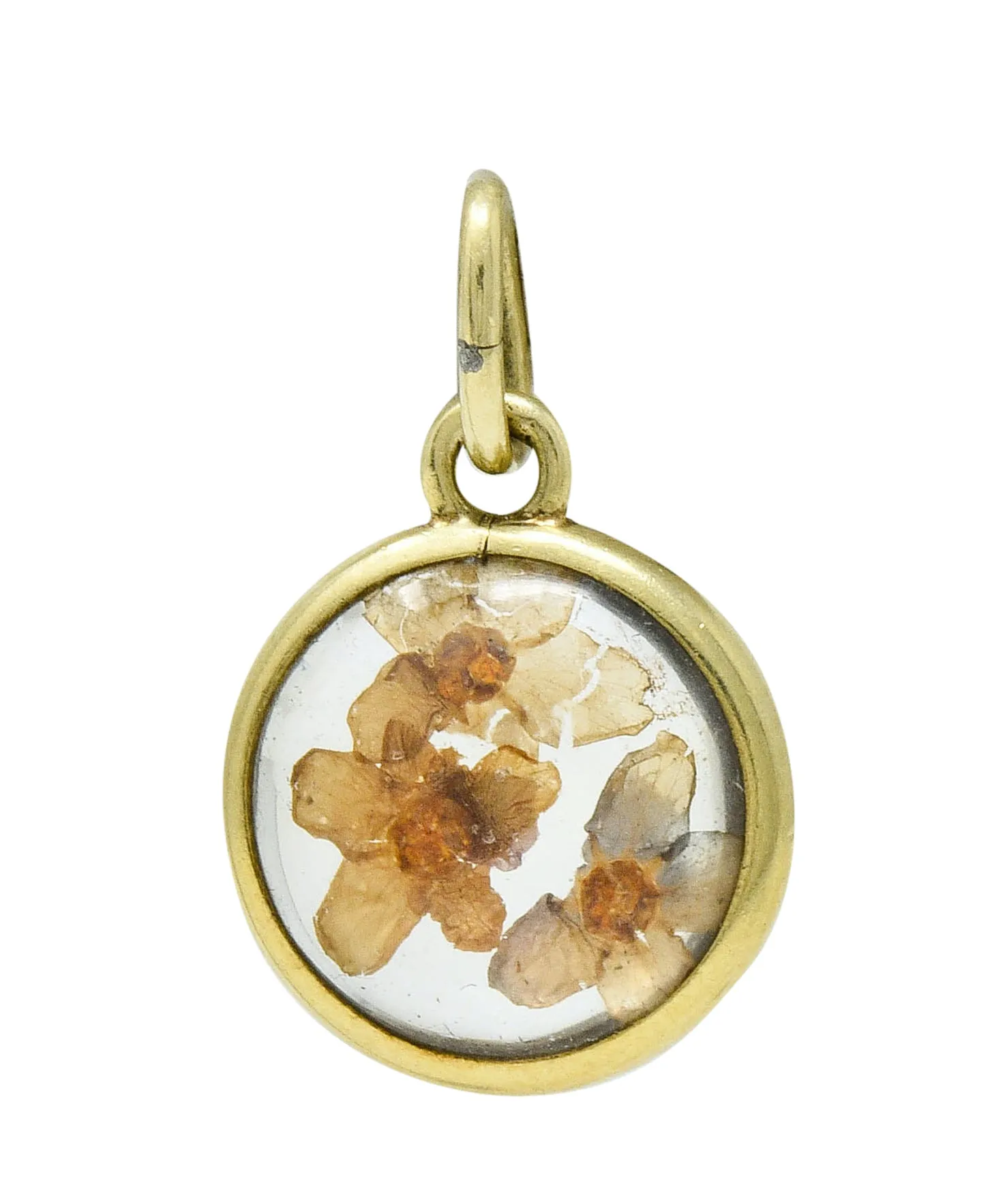 1950's Mid-Century 14 Karat Gold Pressed Flower Charm