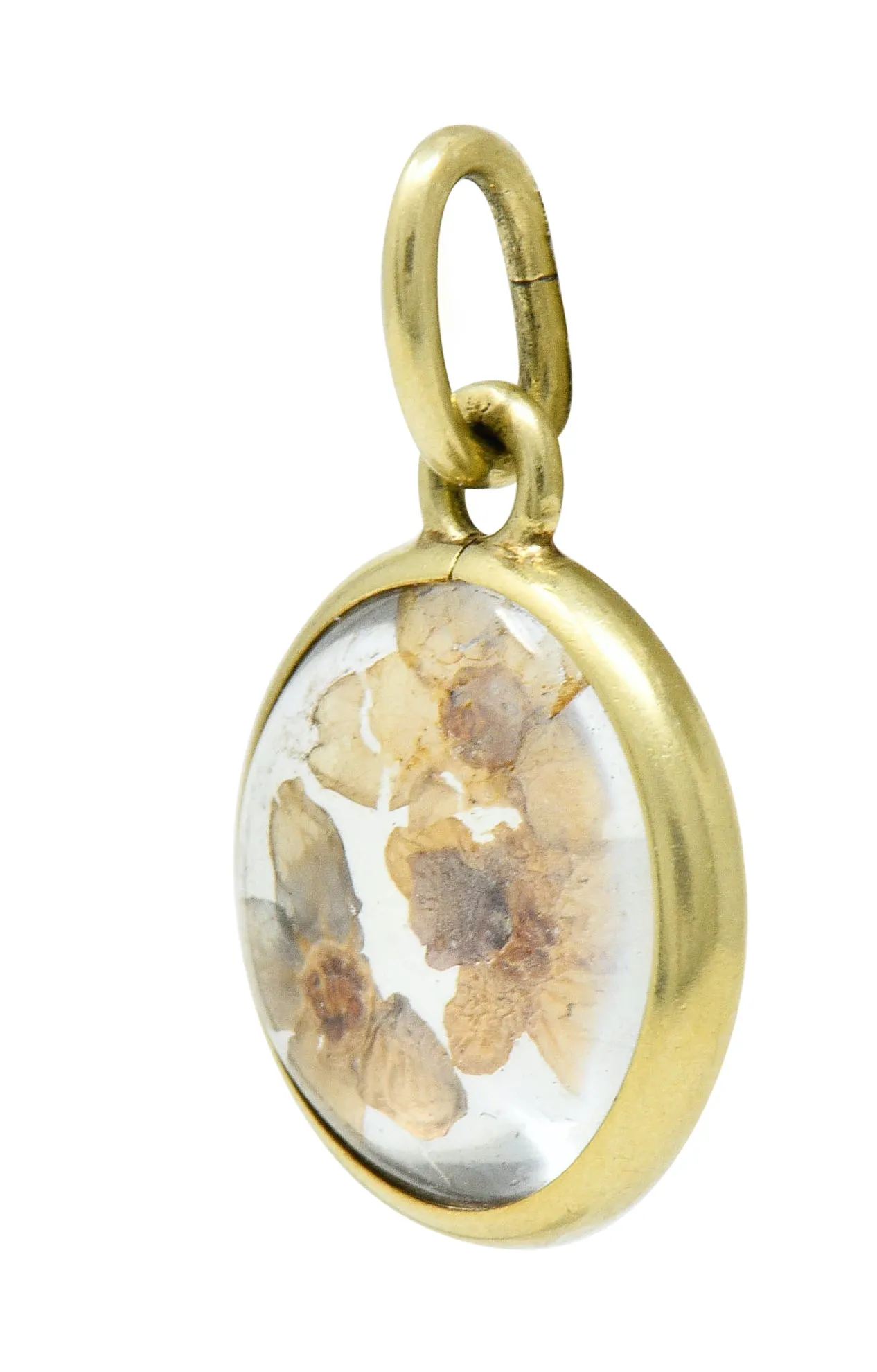 1950's Mid-Century 14 Karat Gold Pressed Flower Charm