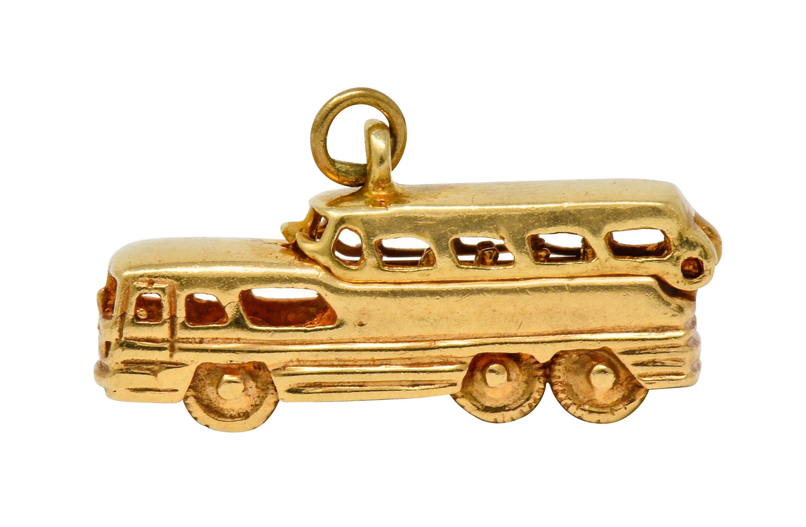 1950's Mid-Century Articulated 14 Karat Gold Scenicruiser Greyhound Bus Charm