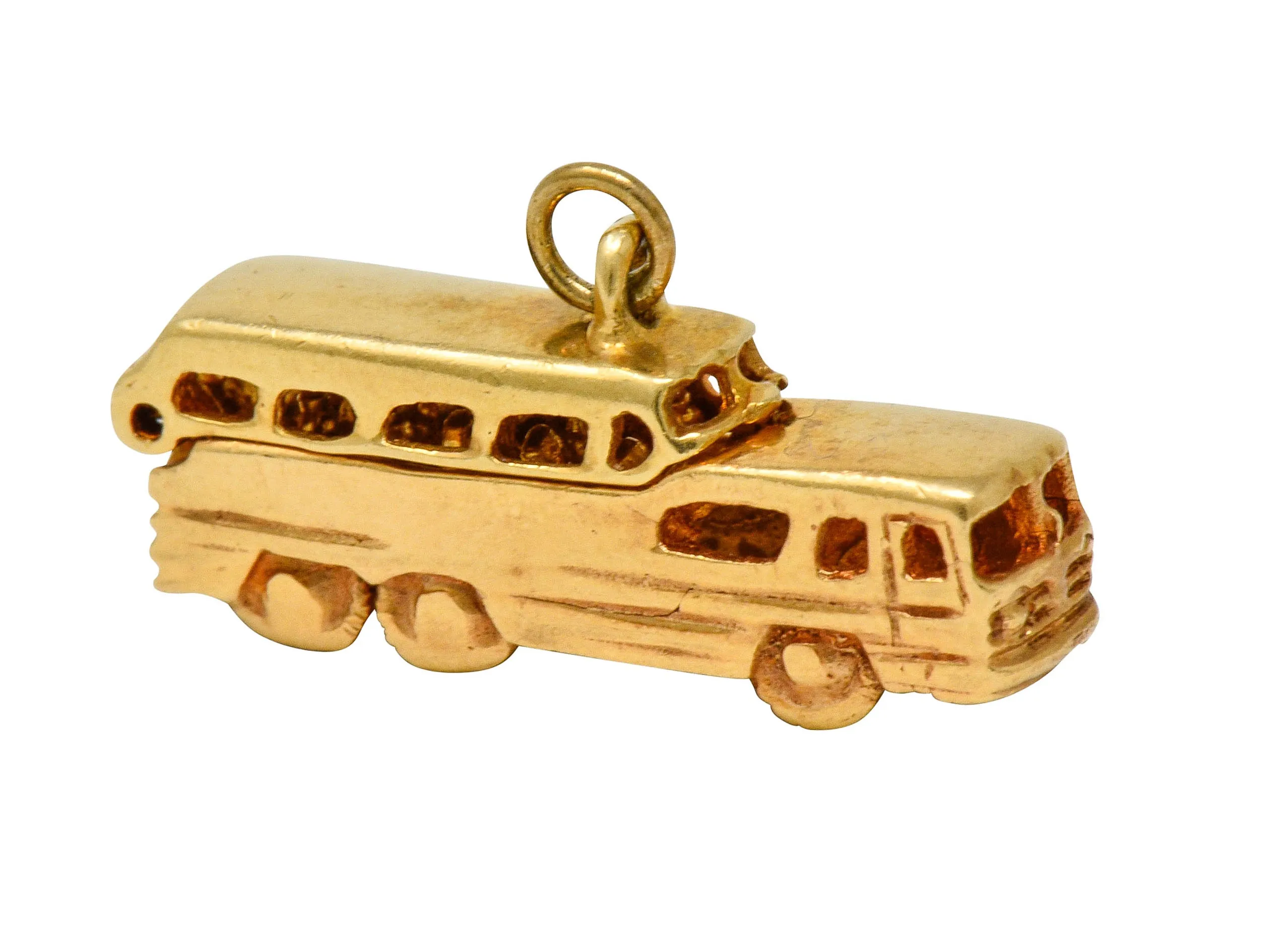 1950's Mid-Century Articulated 14 Karat Gold Scenicruiser Greyhound Bus Charm
