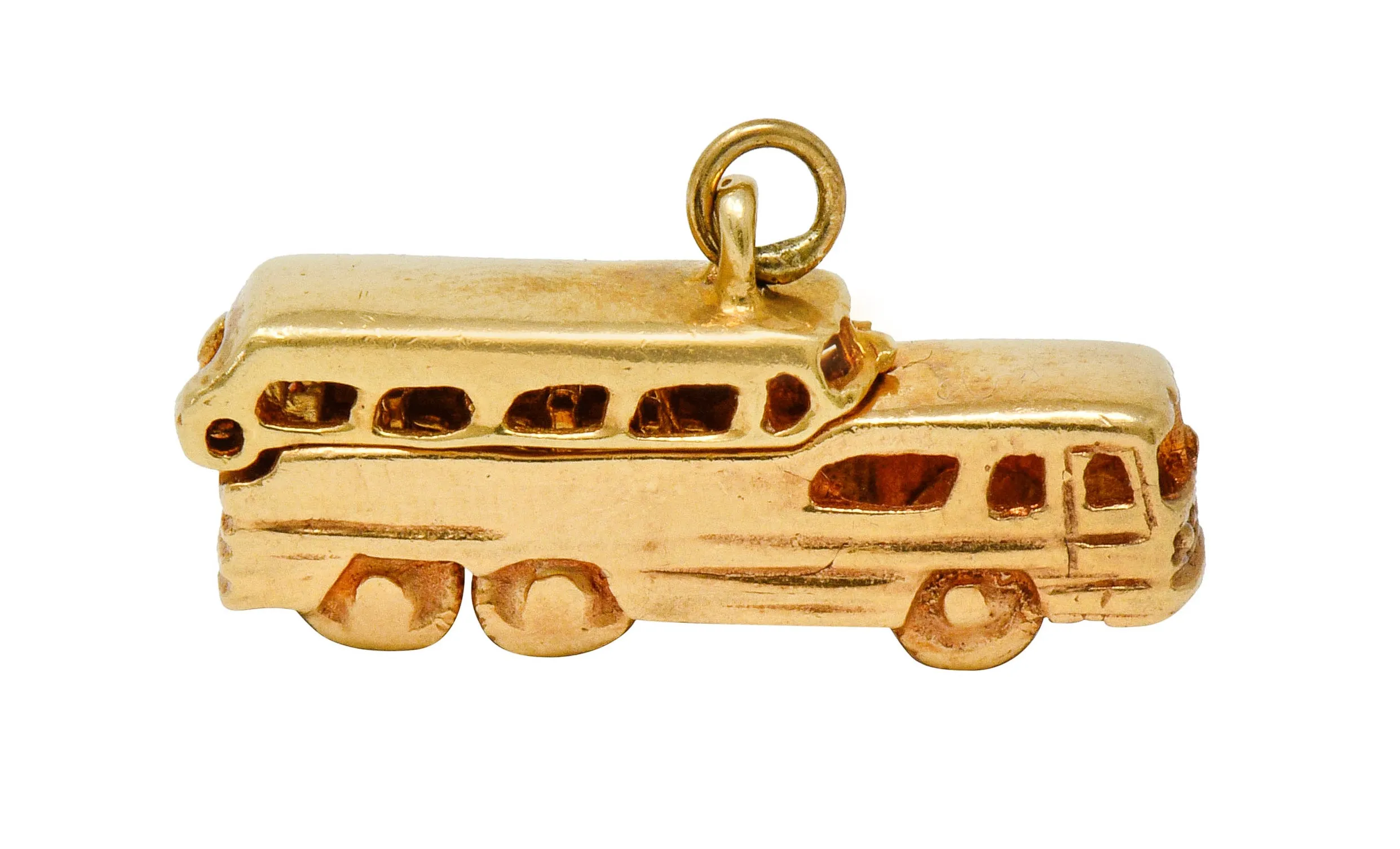 1950's Mid-Century Articulated 14 Karat Gold Scenicruiser Greyhound Bus Charm