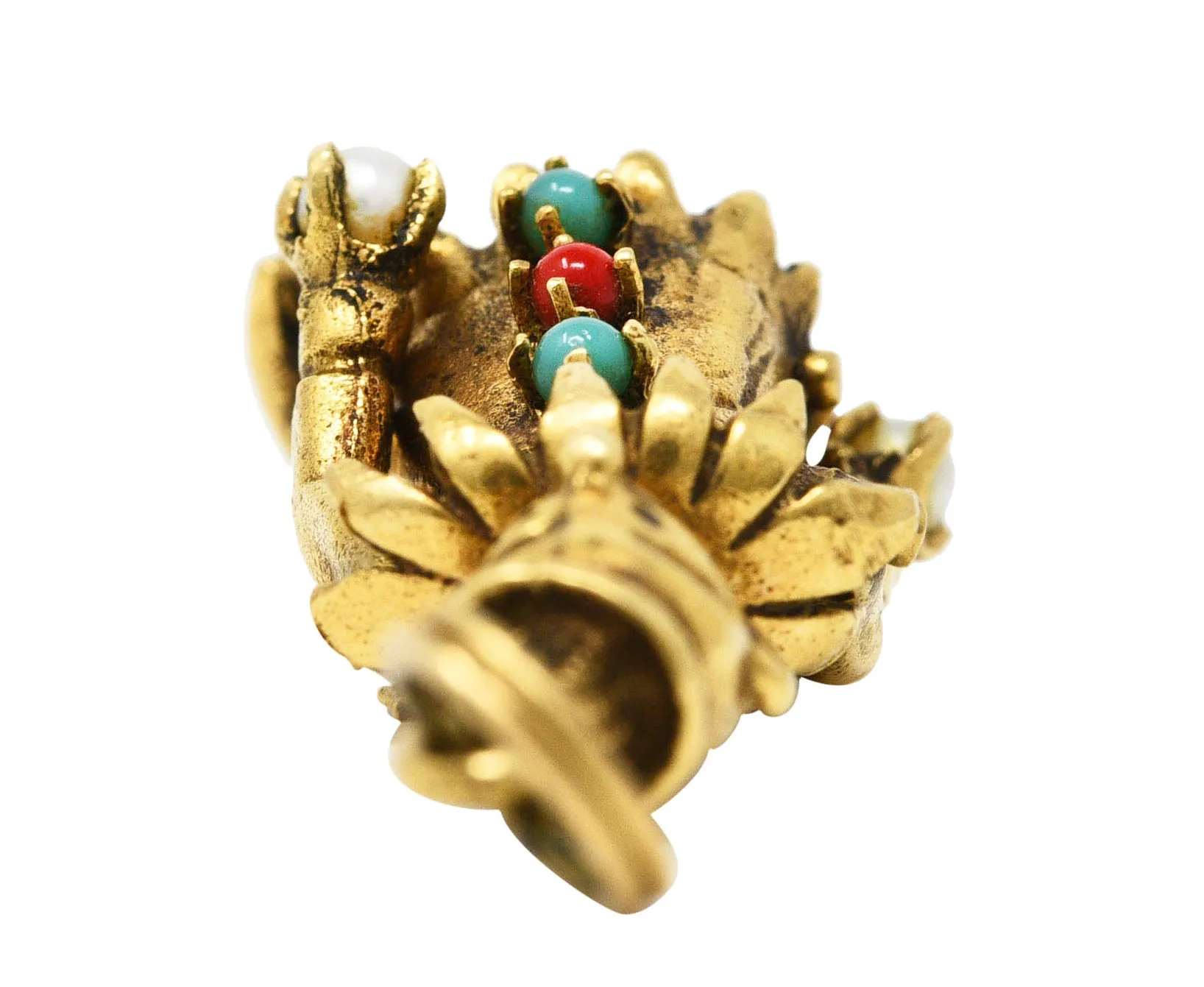 1950's Pearl Glass 14 Karat Yellow Gold Vintage Juggling Clown Charm