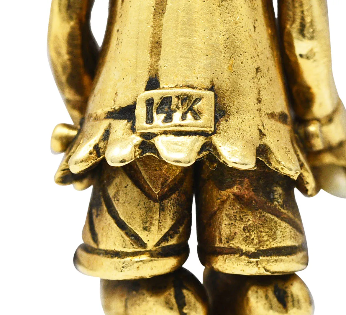 1950's Pearl Glass 14 Karat Yellow Gold Vintage Juggling Clown Charm