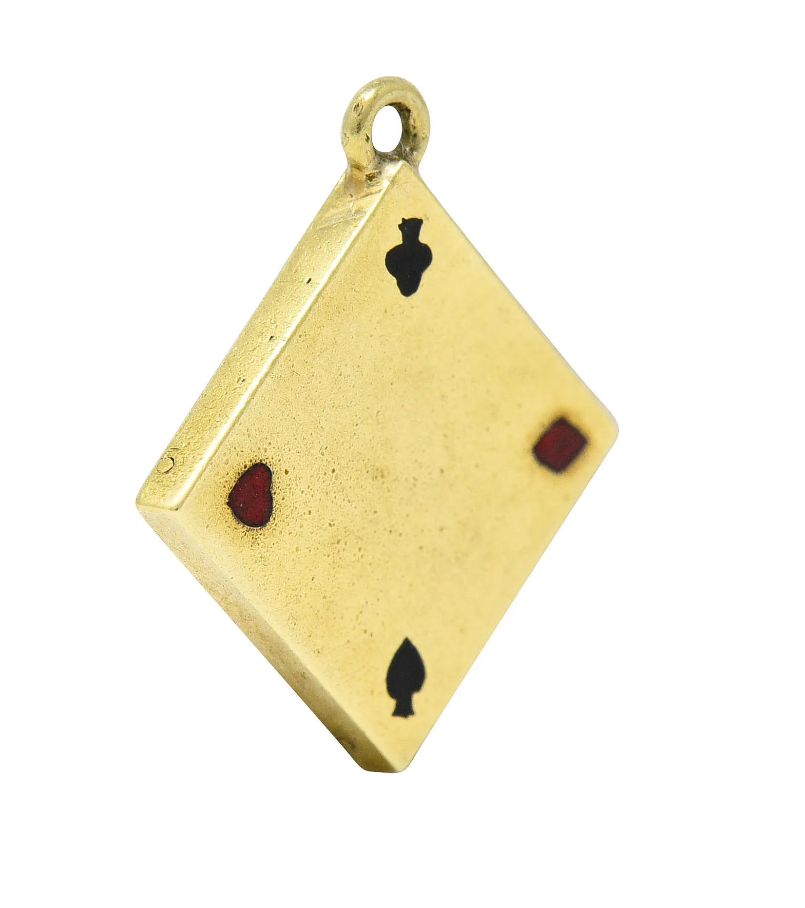 1950's Walter Lampl Enamel 14 Karat Gold Folding Card Table Charm