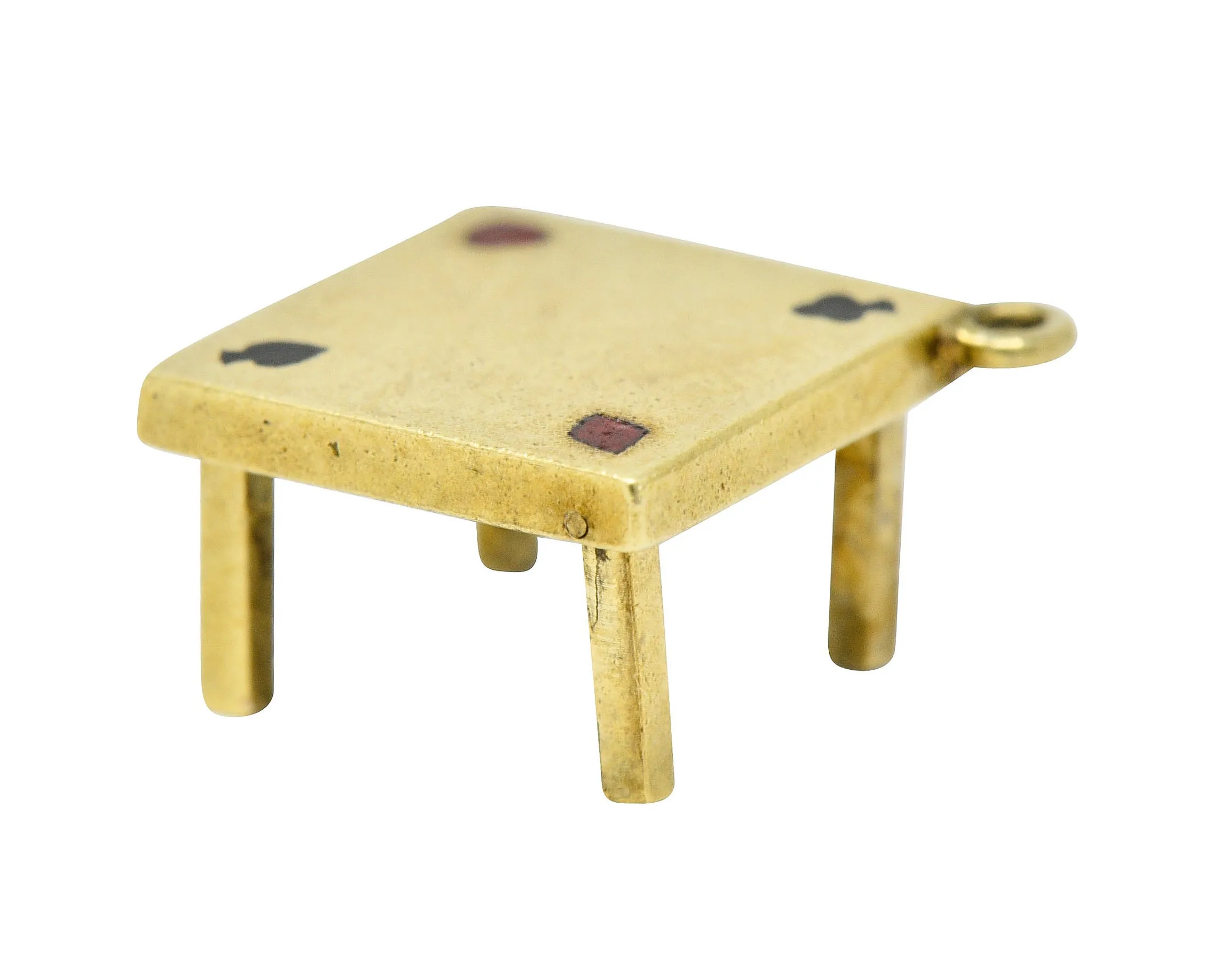 1950's Walter Lampl Enamel 14 Karat Gold Folding Card Table Charm