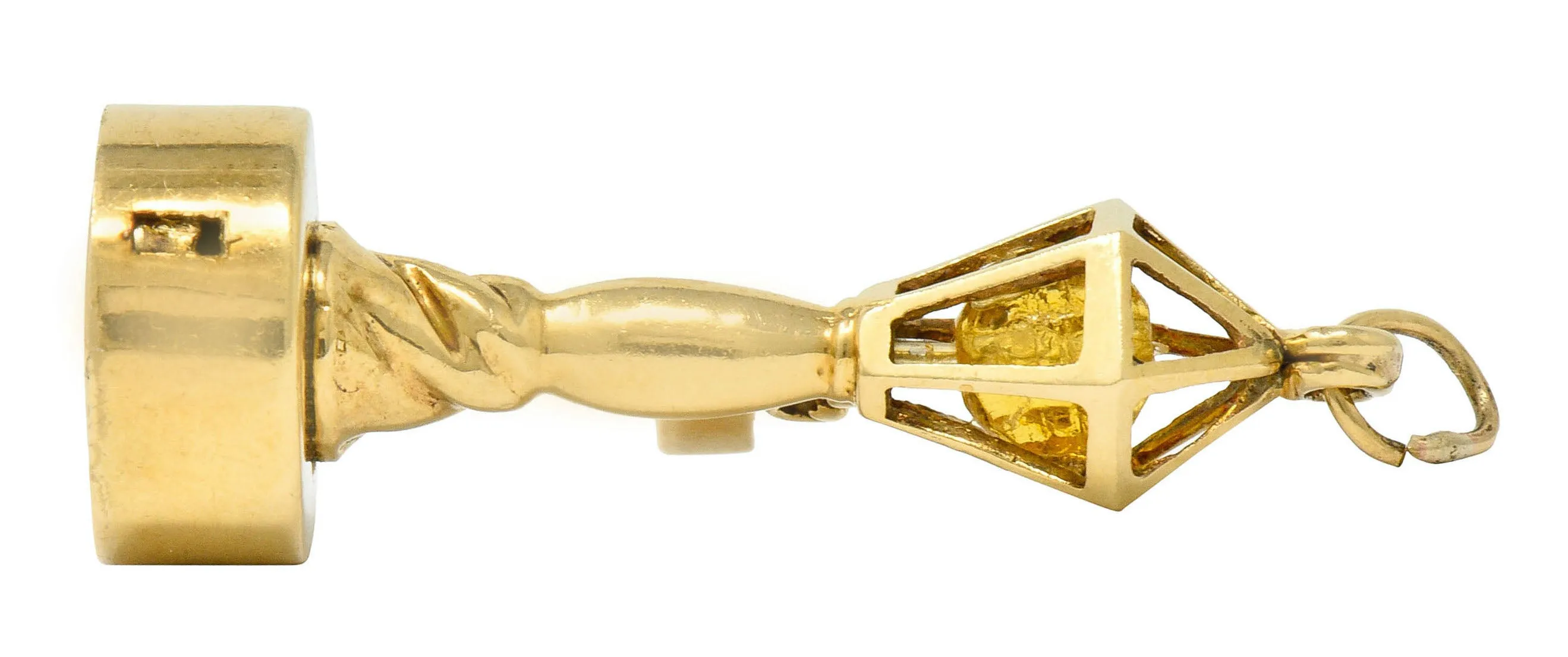 1960's Litacharm Inc. Vintage 14 Karat Gold Lamp Post Pendant Charm