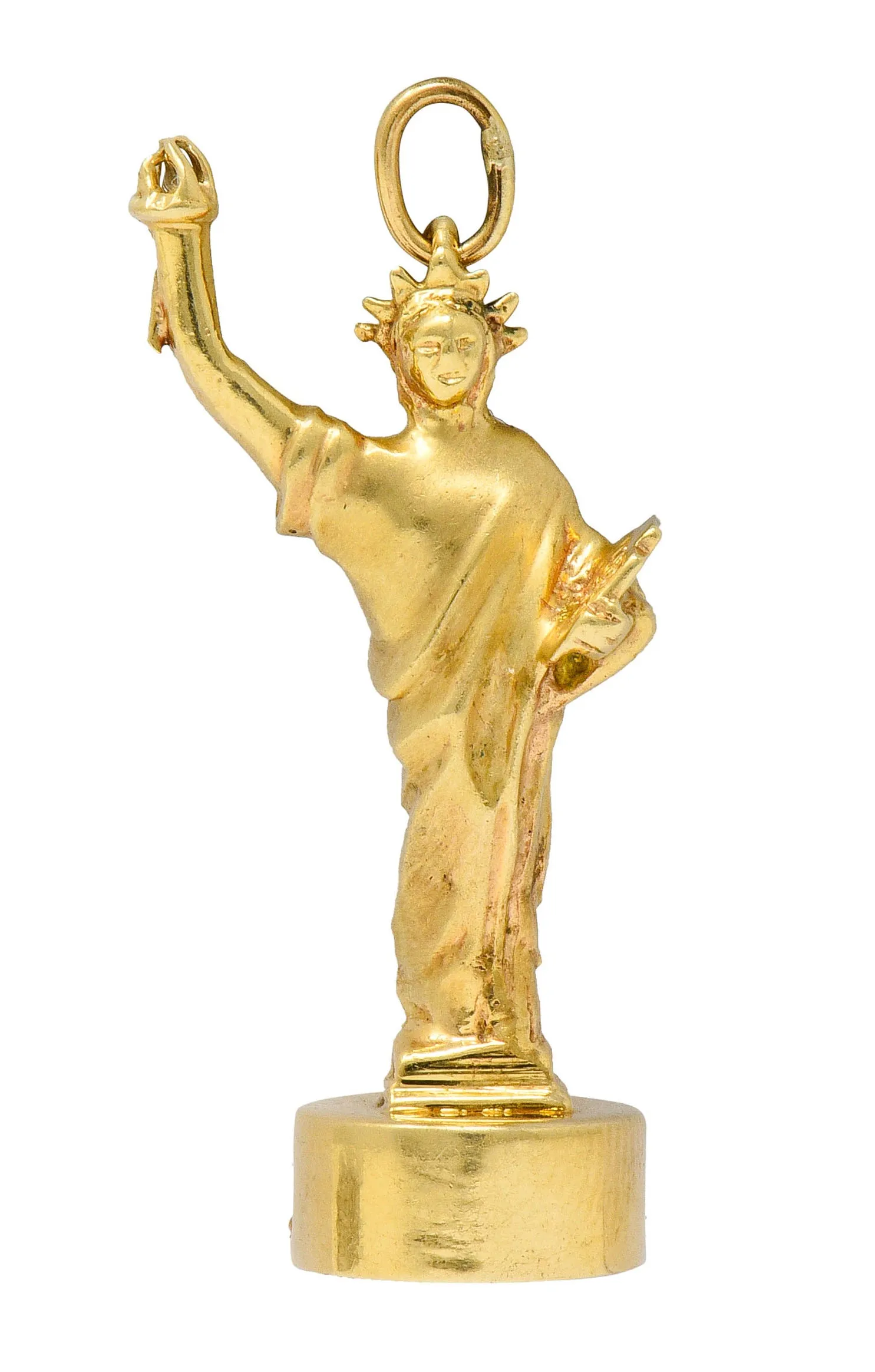 1960's Litacharm Inc. Vintage 14 Karat Gold Statue Of Liberty Pendant Charm
