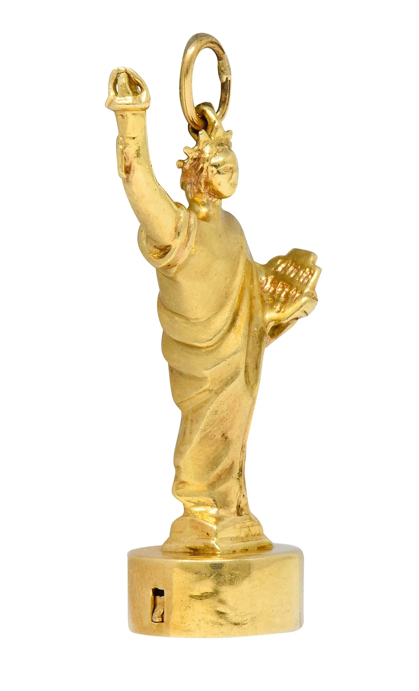 1960's Litacharm Inc. Vintage 14 Karat Gold Statue Of Liberty Pendant Charm