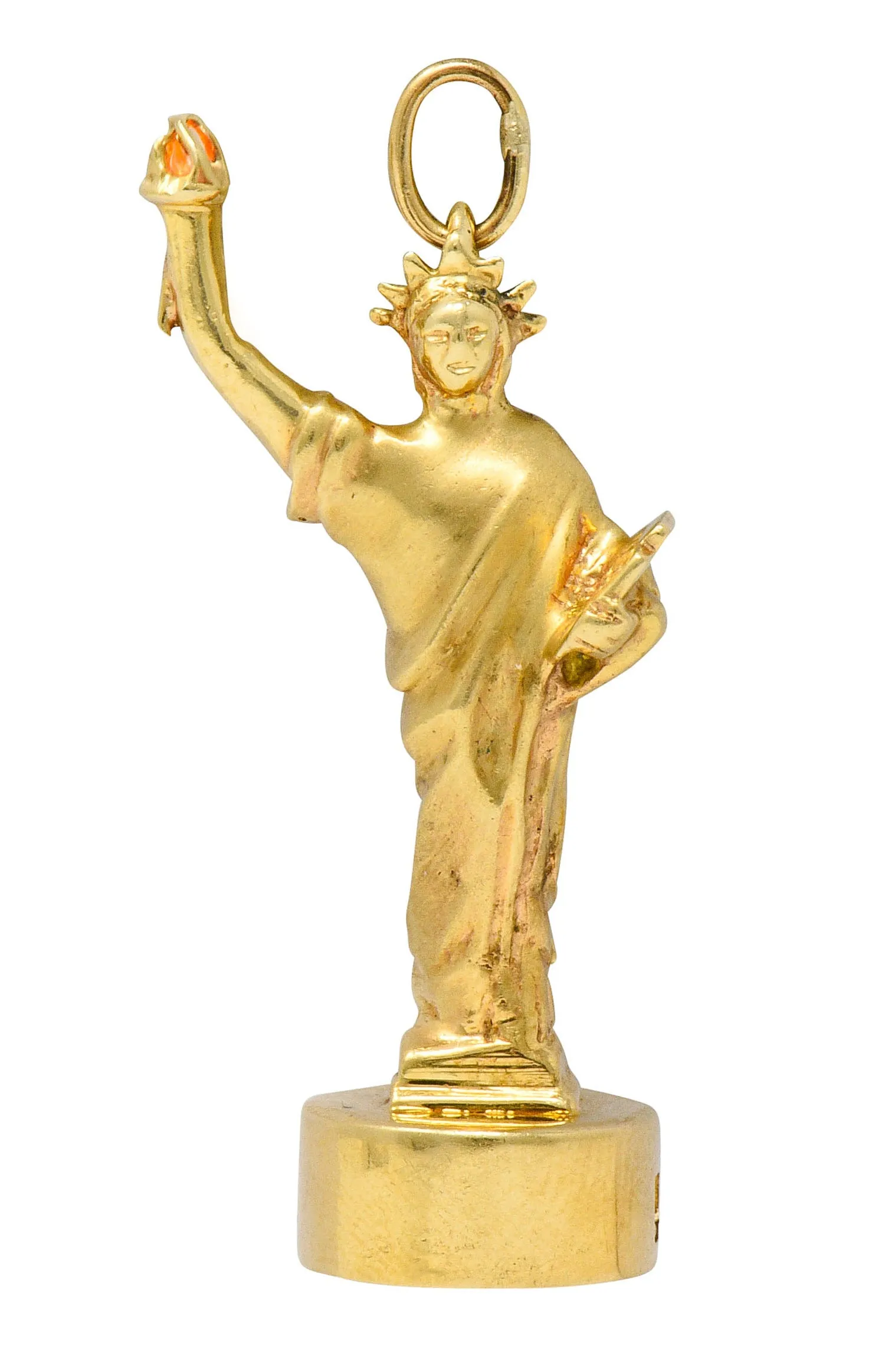 1960's Litacharm Inc. Vintage 14 Karat Gold Statue Of Liberty Pendant Charm