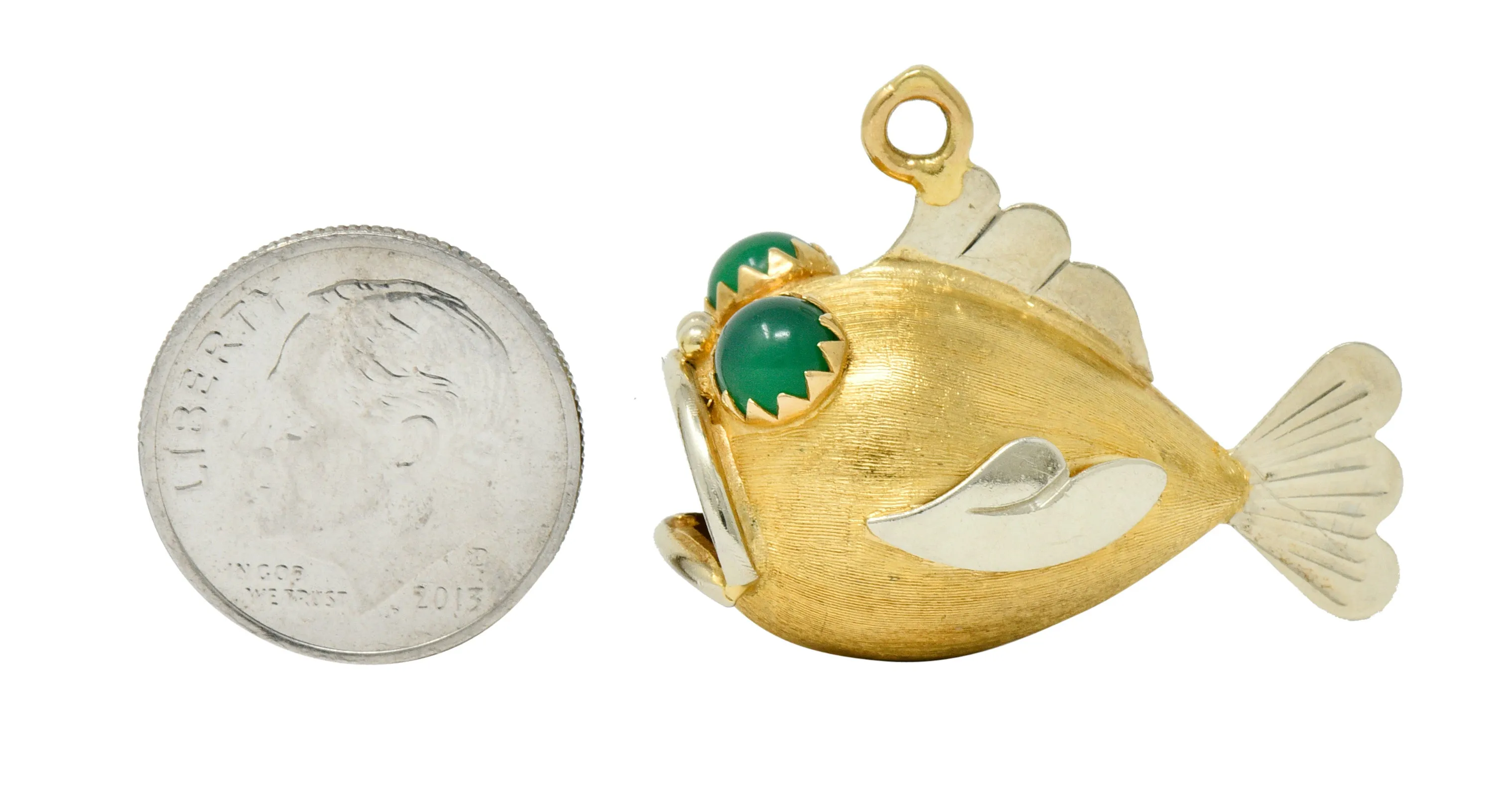 1960's Vintage 14 Karat Two-Tone Gold Fish Charm