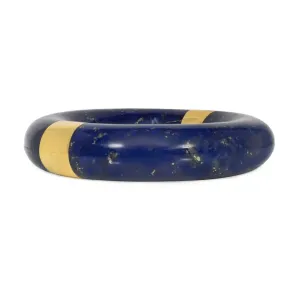 1970s 18KT Yellow Gold Lapis Lazuli Bangle Bracelet
