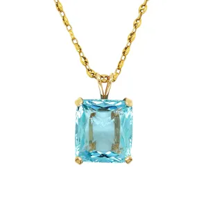 1980s 18KT Yellow Gold Aquamarine Necklace