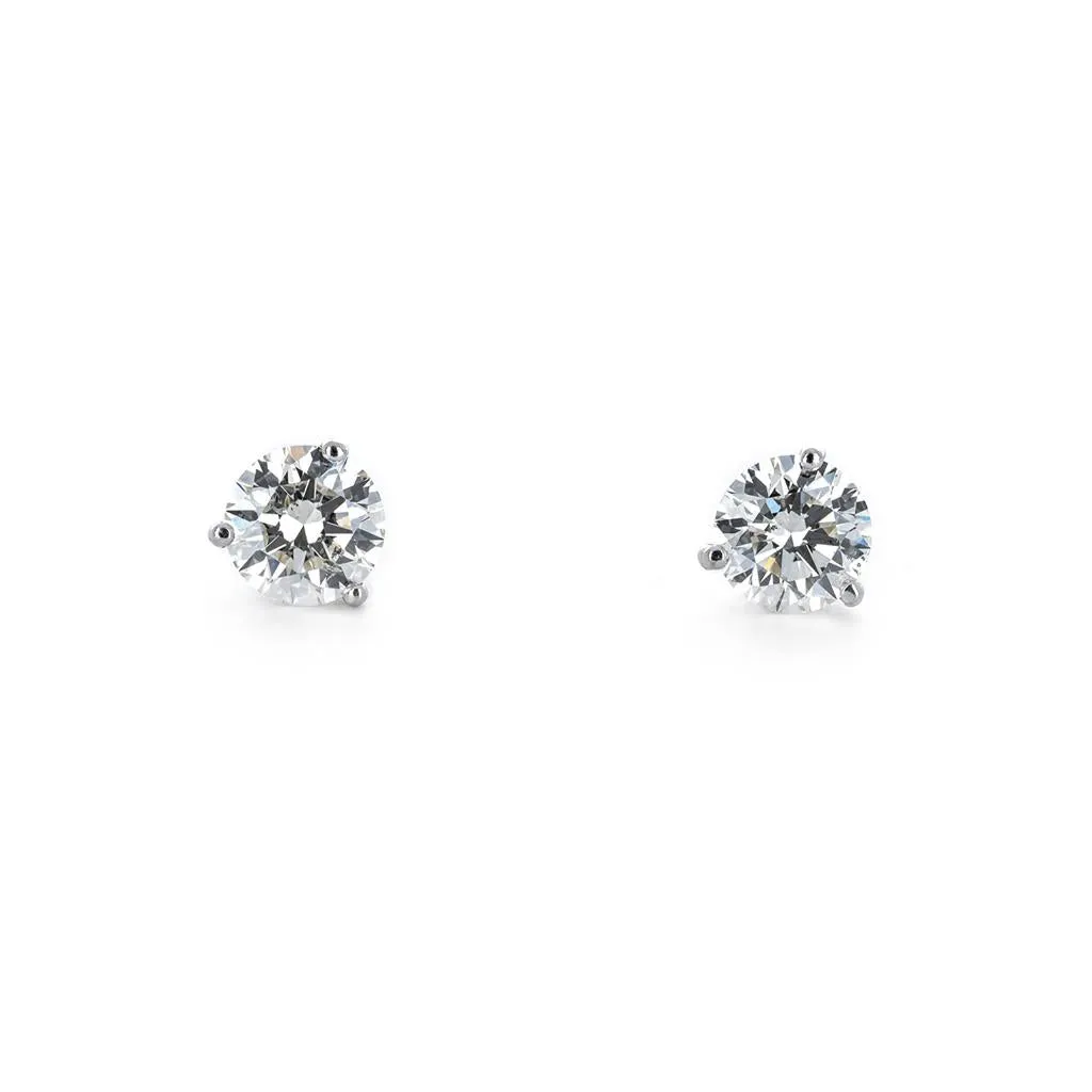 2.44ctw Diamond Stud Earrings, 3 Prong - White Gold