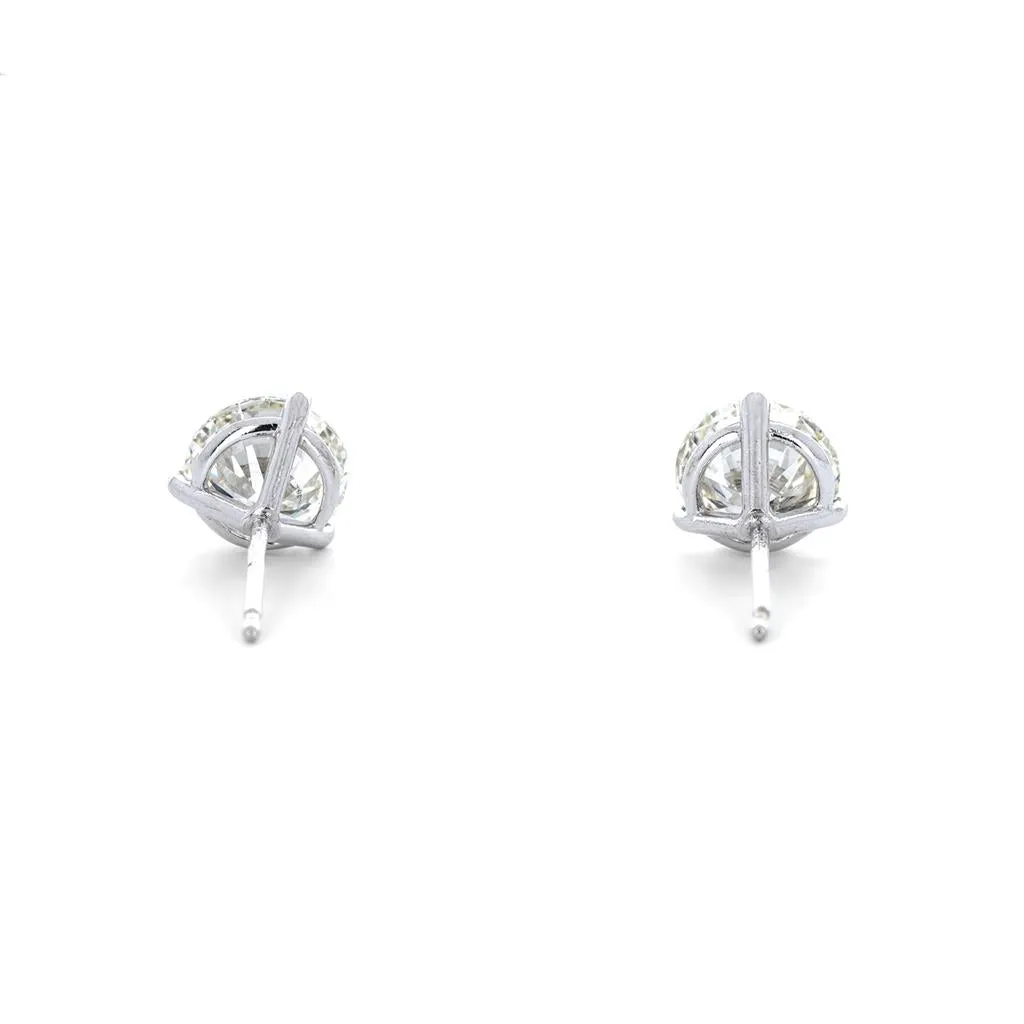 2.44ctw Diamond Stud Earrings, 3 Prong - White Gold