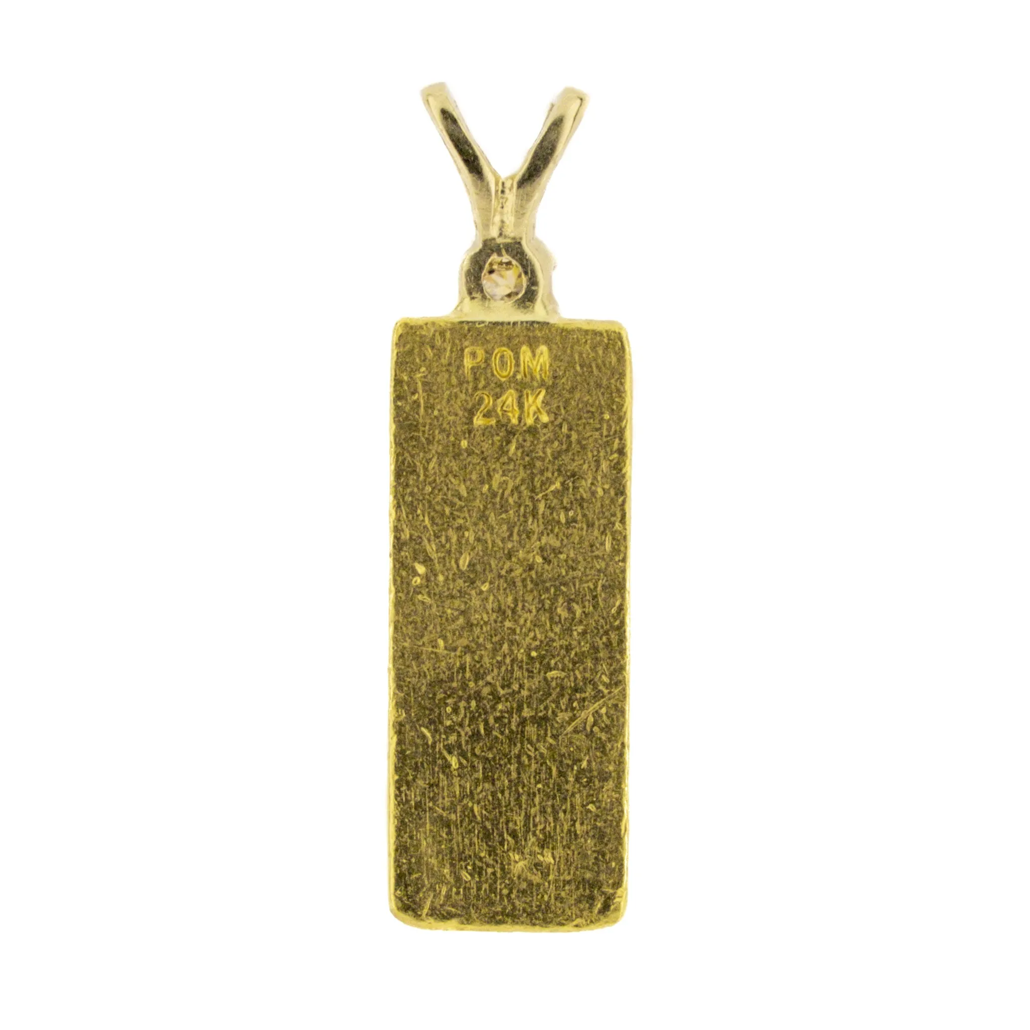 24K Bar Pendant with Diamond Solitaire 2.8 Grams