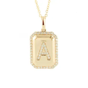 .26CTW Diamond "A" Medallion Pendant, 18" Chain - 14K Yellow Gold