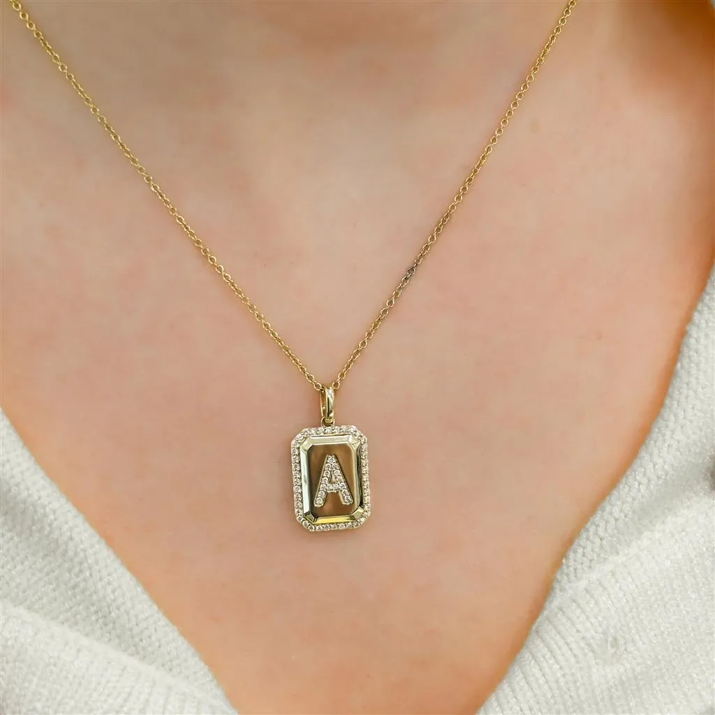 .26CTW Diamond "A" Medallion Pendant, 18" Chain - 14K Yellow Gold