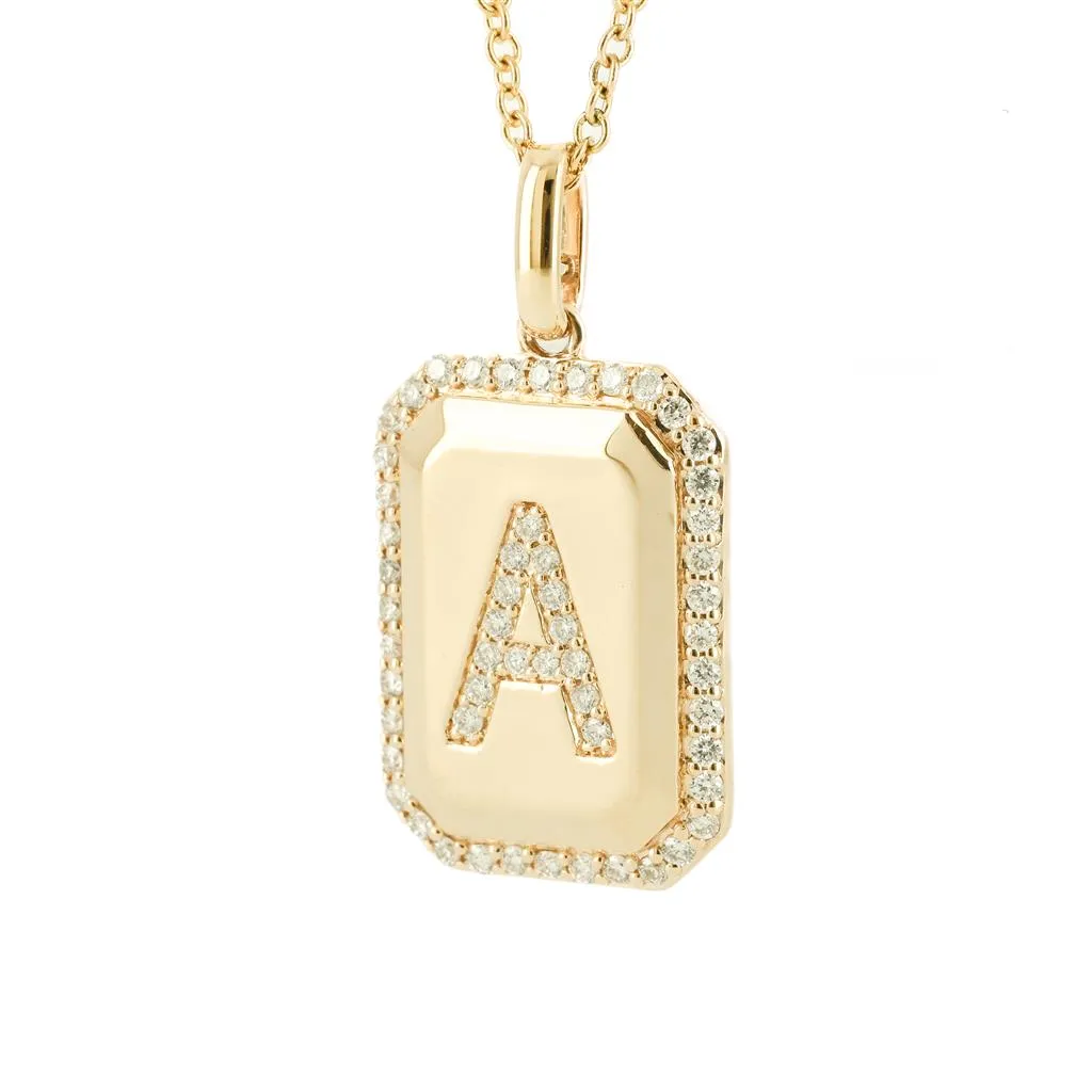 .26CTW Diamond "A" Medallion Pendant, 18" Chain - 14K Yellow Gold