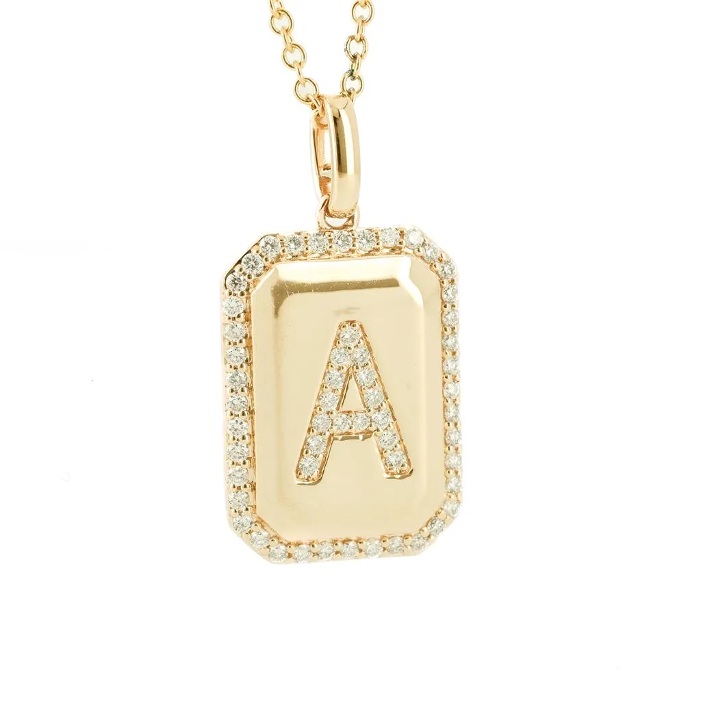 .26CTW Diamond "A" Medallion Pendant, 18" Chain - 14K Yellow Gold