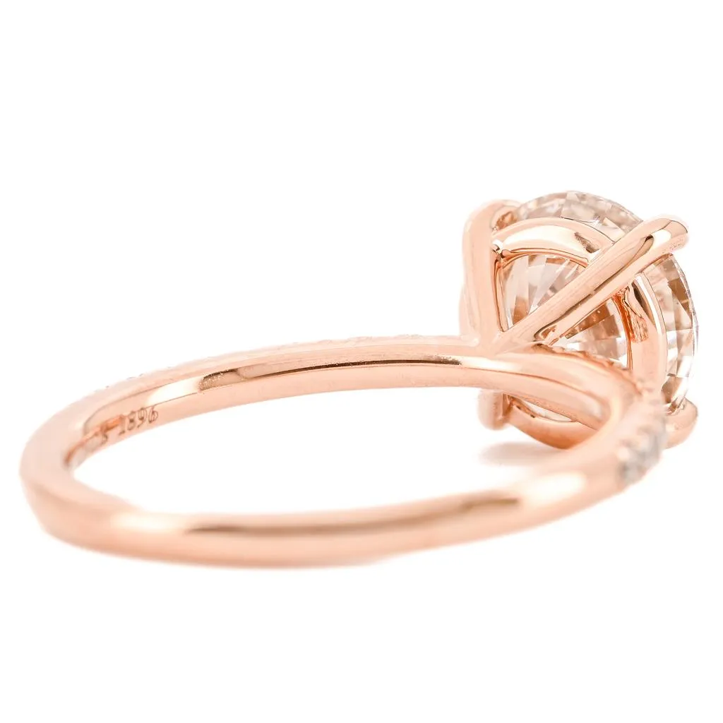 2.72CTW Round Diamond Engagement Ring - Pave Band - 14K Rose Gold