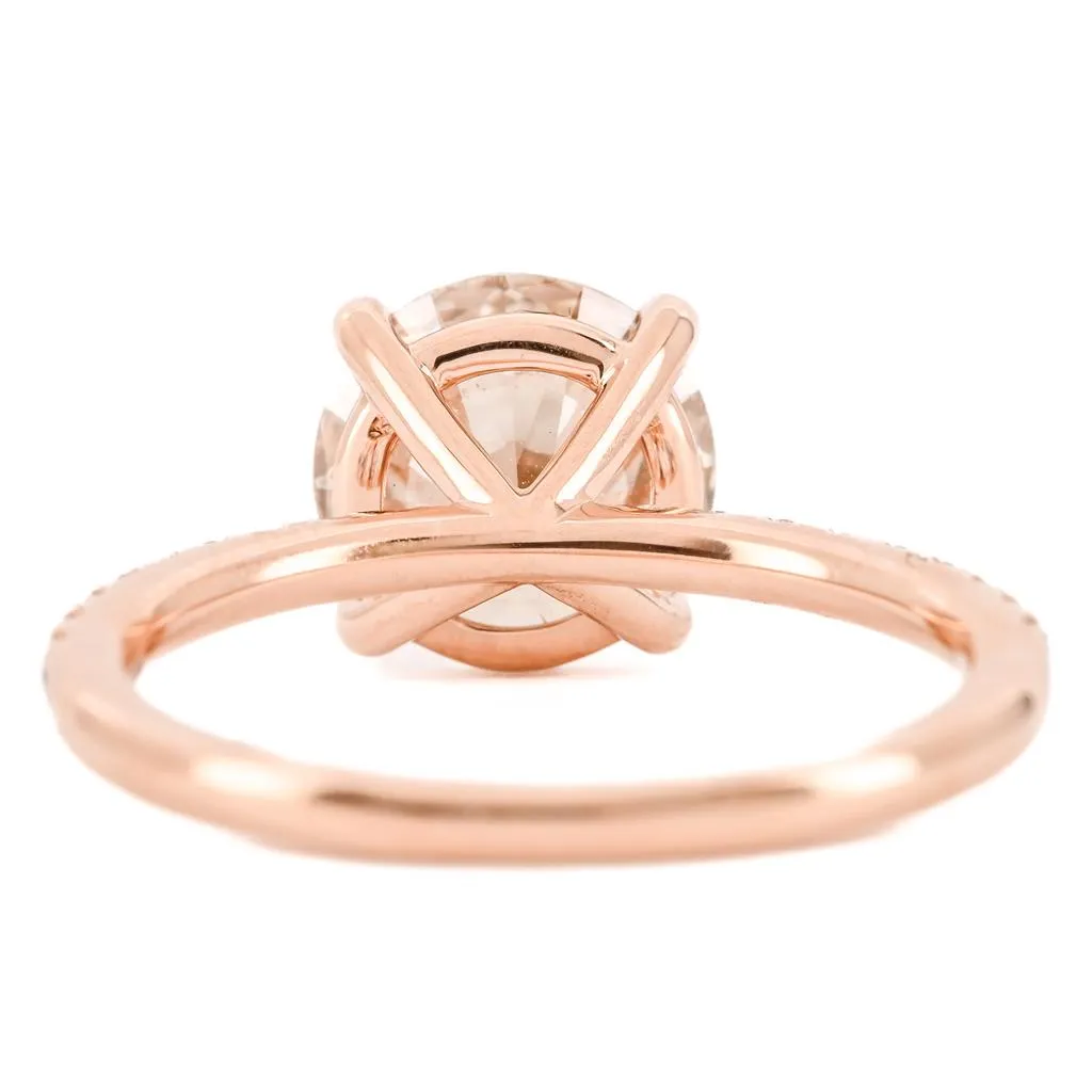 2.72CTW Round Diamond Engagement Ring - Pave Band - 14K Rose Gold