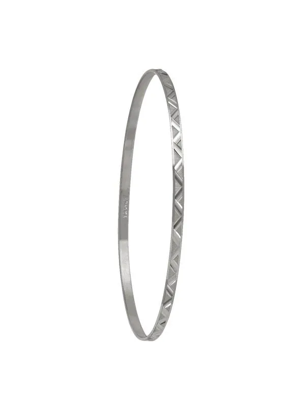 2mm White Gold Diamond Cut Slip On Bangle