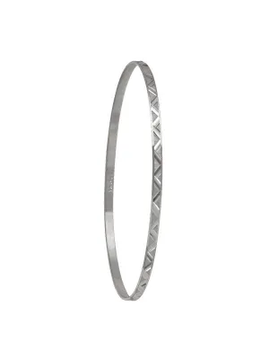 2mm White Gold Diamond Cut Slip On Bangle
