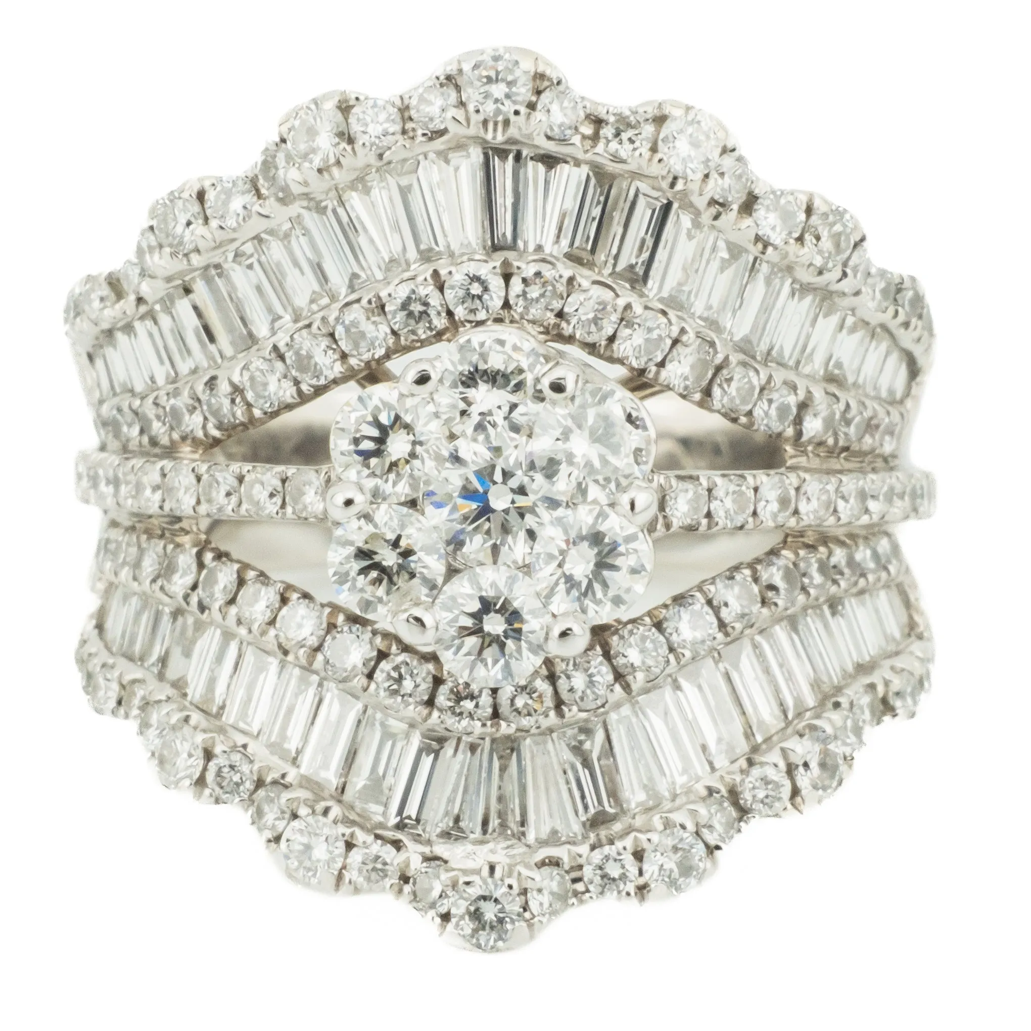3.00ctw Diamond Accented Cluster Ring in 18K White Gold - Size 7
