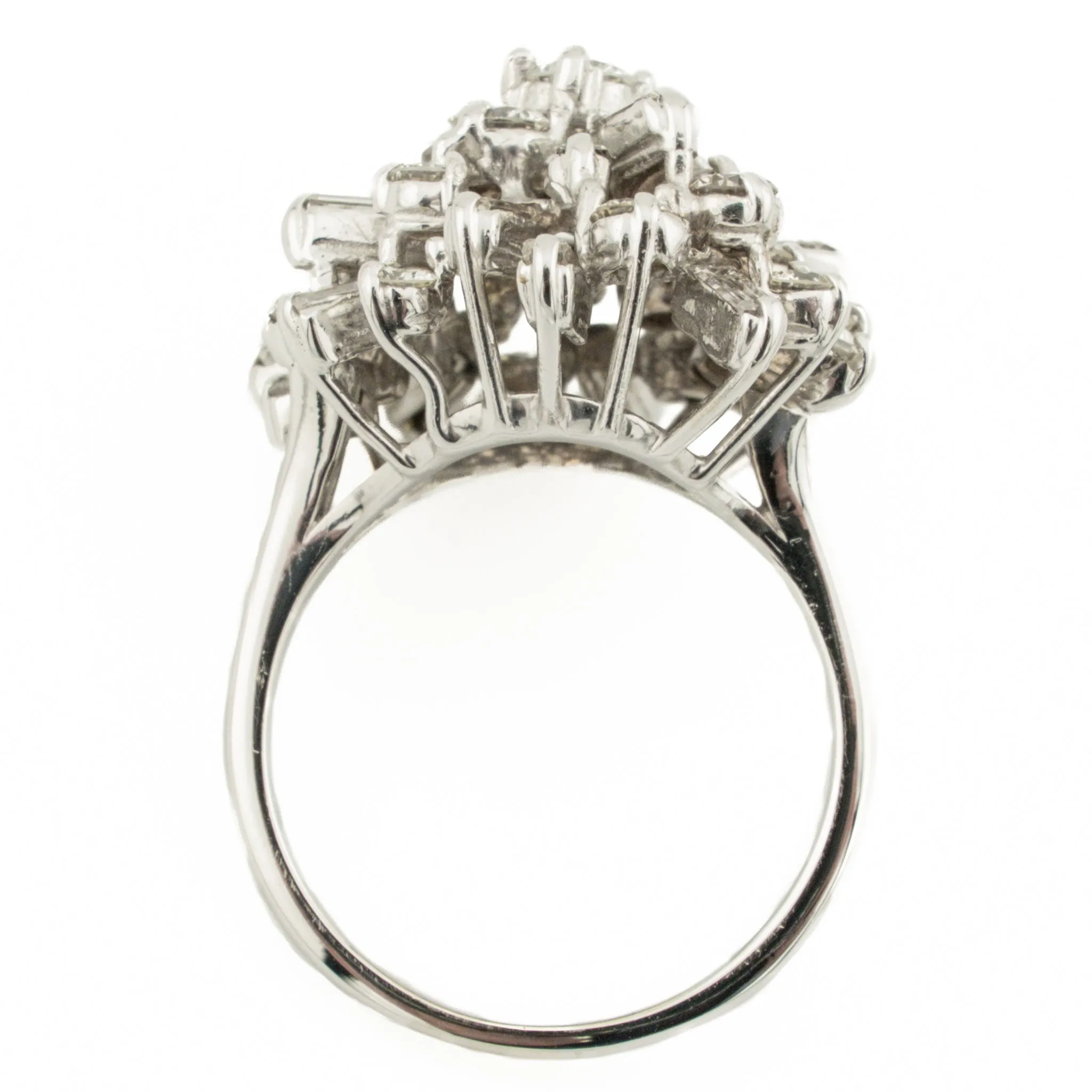 3.00ctw Vintage Diamond Cluster Fashion Ring in 14K White Gold - Size 7.5
