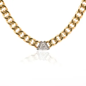 3.1 Carat Diamond Trillion In 14K Gold Cuban Chain Choker Necklace