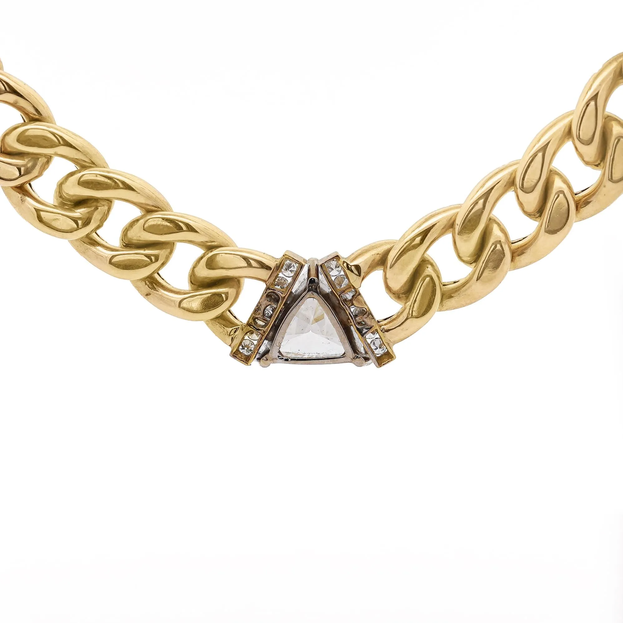 3.1 Carat Diamond Trillion In 14K Gold Cuban Chain Choker Necklace