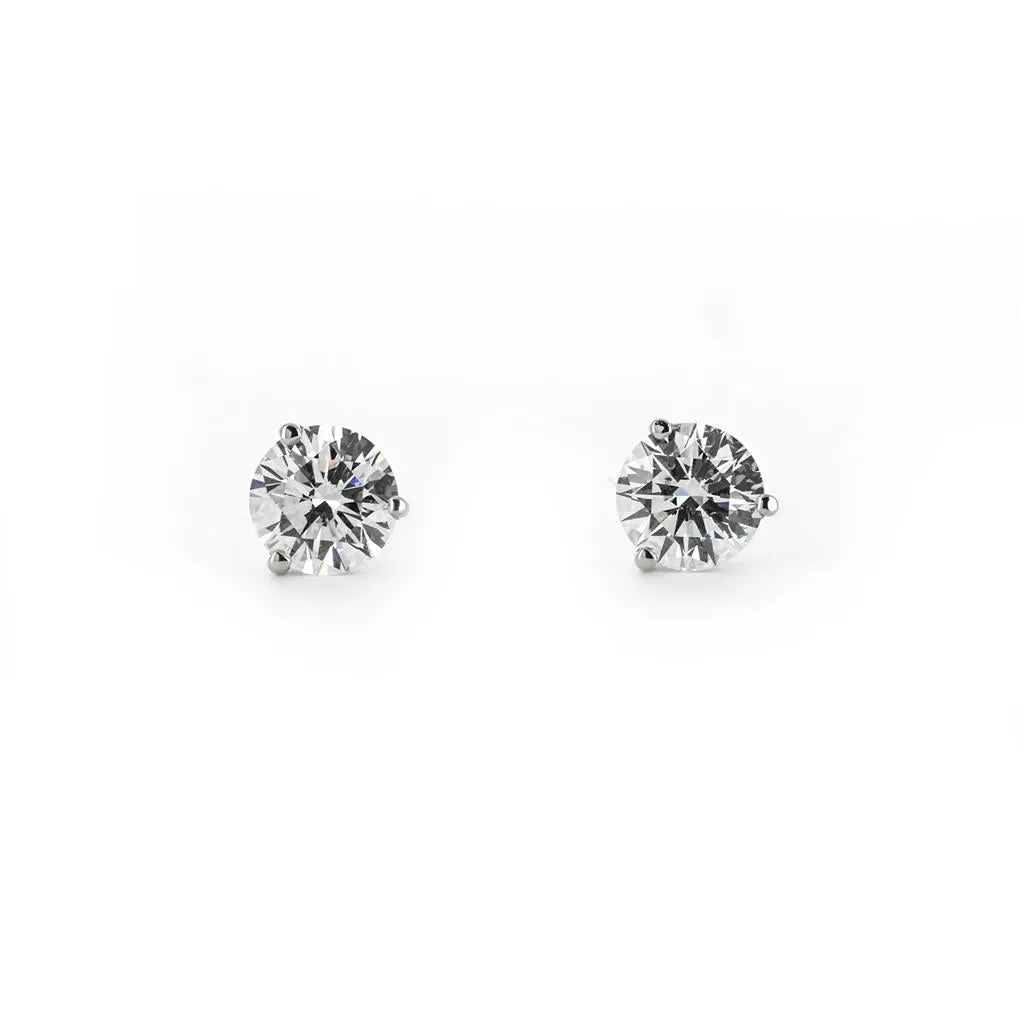 3.50ctw Round Diamond Stud Earrings - 3 Prong