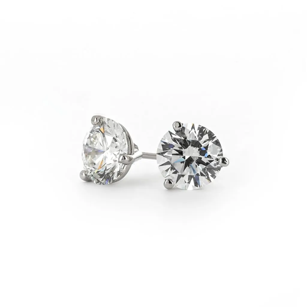 3.50ctw Round Diamond Stud Earrings - 3 Prong