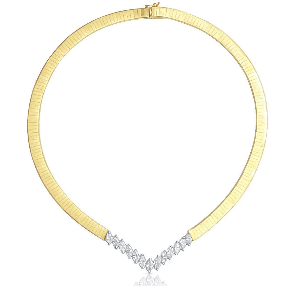 4 Carat Total Marquise Diamond Herringbone Choker Necklace in 14K Gold
