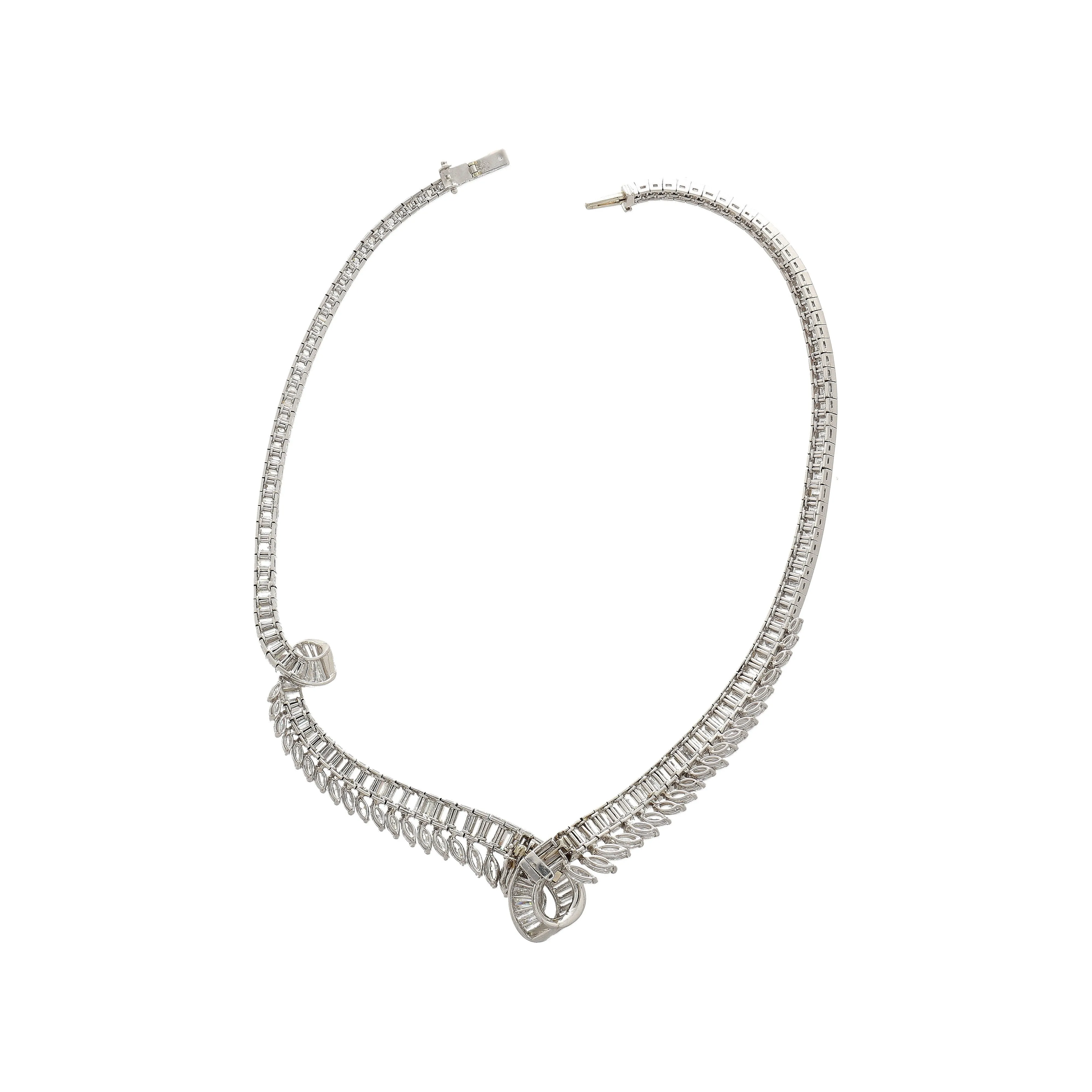 40 Carat Marquise And Baguette Cut Diamond Chandelier Platinum Choker Necklace