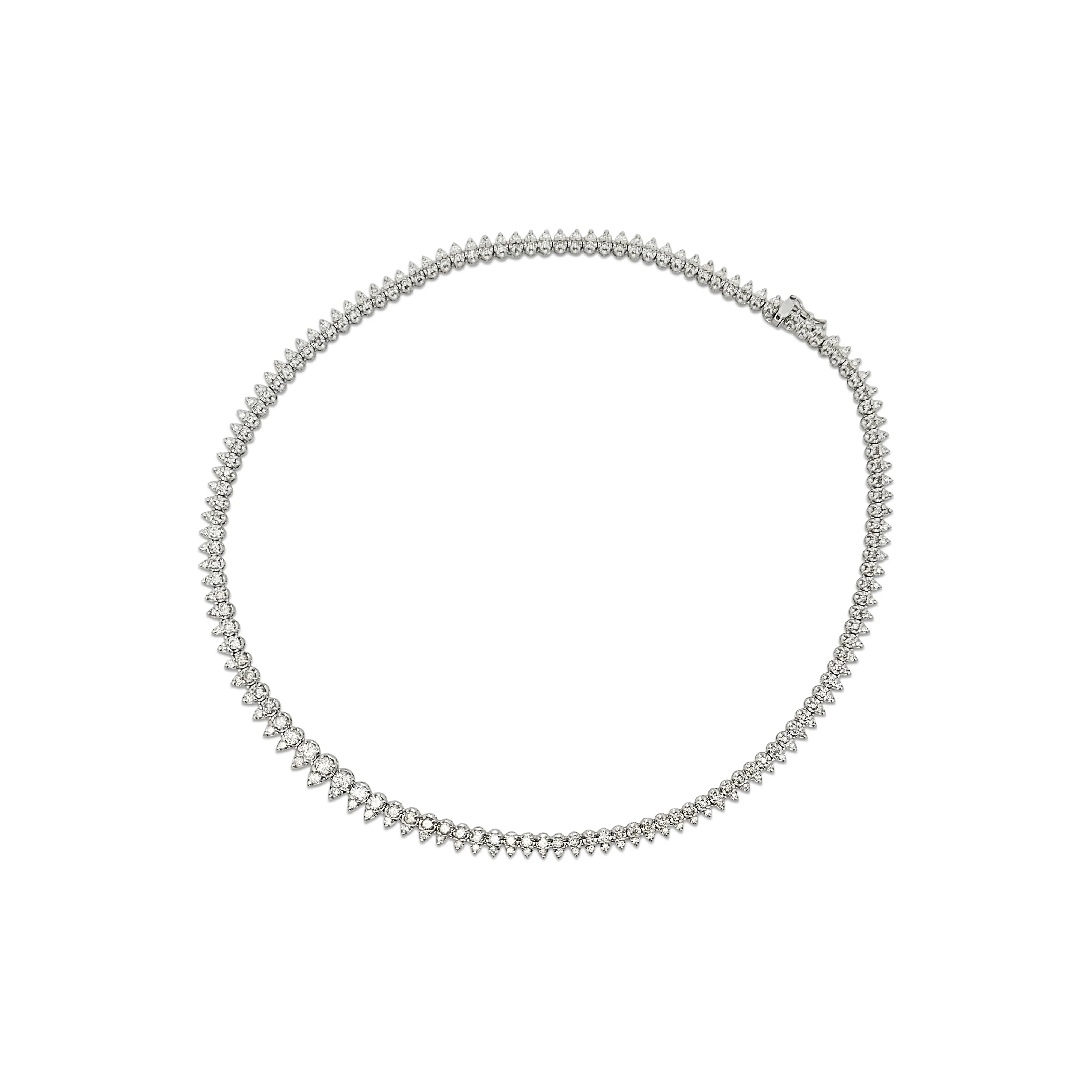 5 Carat Round Cut Diamond Platinum 2-Row Teardrop Tennis Necklace