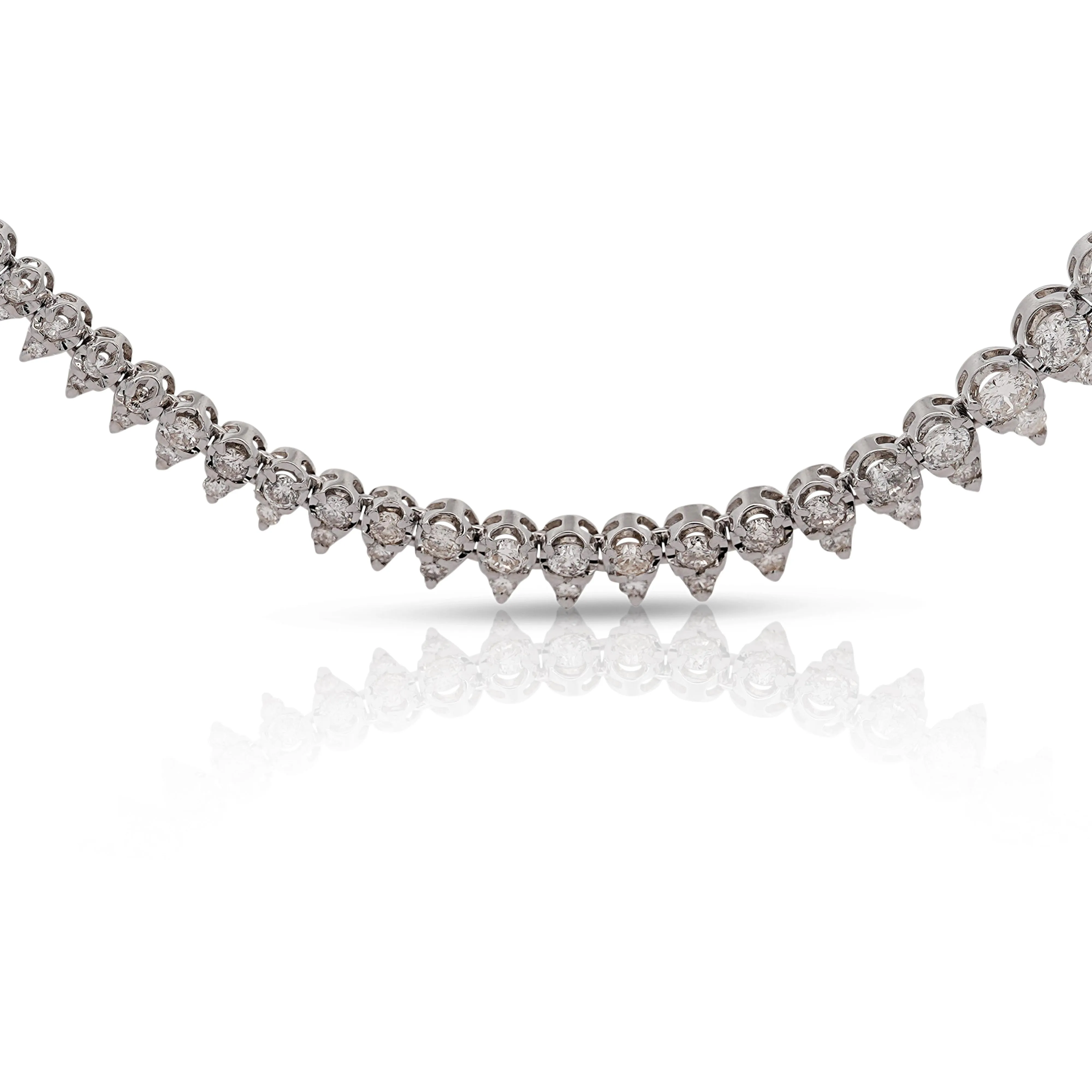 5 Carat Round Cut Diamond Platinum 2-Row Teardrop Tennis Necklace