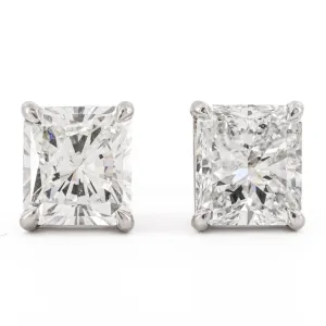 5.59ctw Radiant Diamond Stud Earrings - 950 Platinum