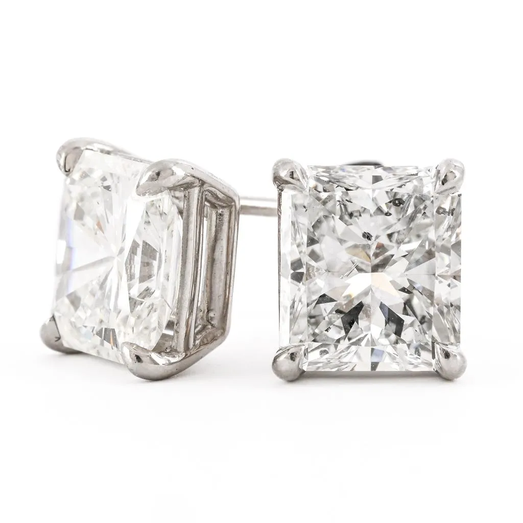 5.59ctw Radiant Diamond Stud Earrings - 950 Platinum