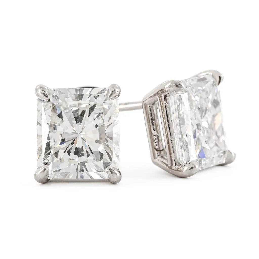 5.59ctw Radiant Diamond Stud Earrings - 950 Platinum
