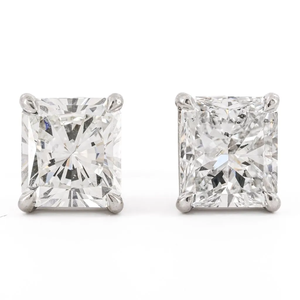 5.59ctw Radiant Diamond Stud Earrings - 950 Platinum