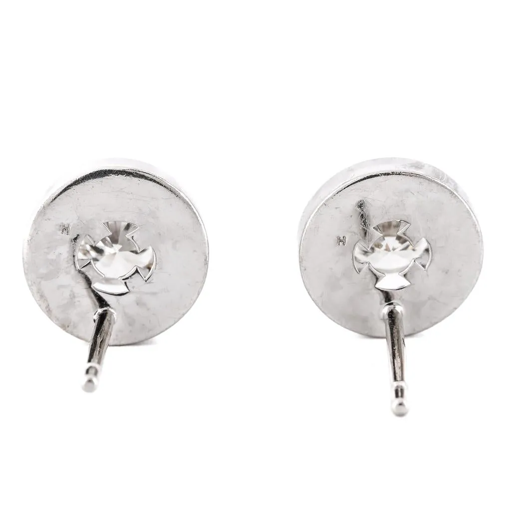 .63CTW Round Diamond Stud Earrings - 4 Prong   Halo - 14K White Gold