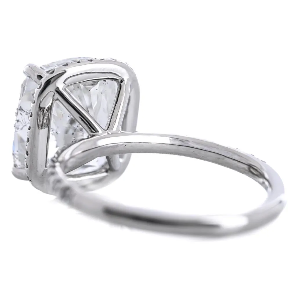 6.47CTW Cushion Diamond Engagement Ring - Halo   Pav Band - 950 Platinum