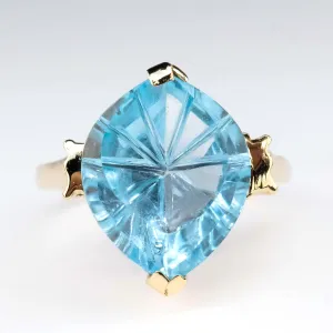 7.45ct Fantasy Cut Topaz Solitaire Gemstone Ring Size 6.5 in 14K Yellow Gold