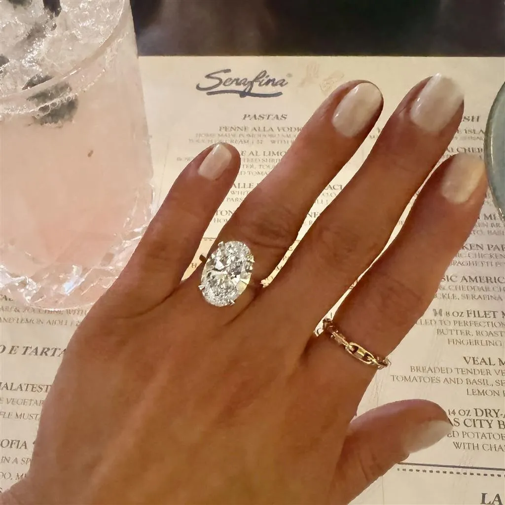 7.60CT Oval Lab Grown Diamond Solitaire Engagement Ring  14k White Gold