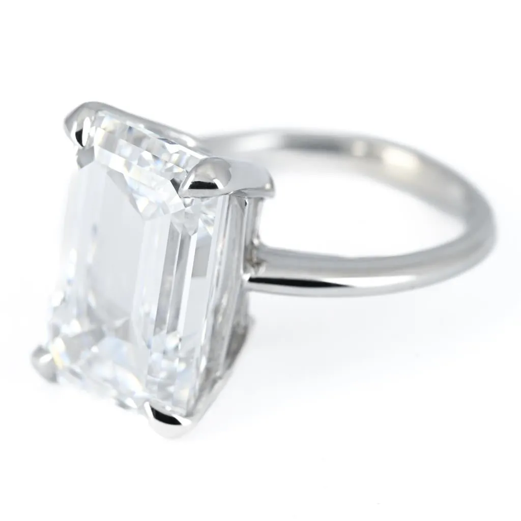 8.18ct Emerald Lab Grown Diamond Solitaire Engagement Ring  14k White Gold