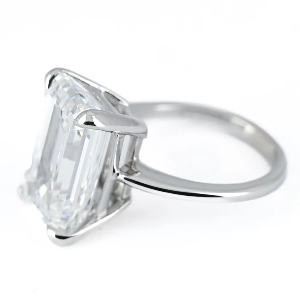 8.18ct Emerald Lab Grown Diamond Solitaire Engagement Ring  14k White Gold