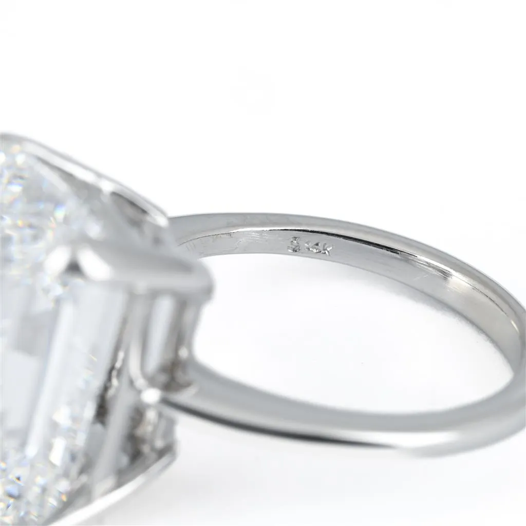 8.18ct Emerald Lab Grown Diamond Solitaire Engagement Ring  14k White Gold